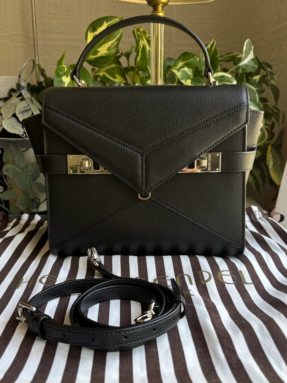 NWOT Henri Bendel Uptown Black Satchel with Detachable Shoulder Strap - Picture 1 of 8